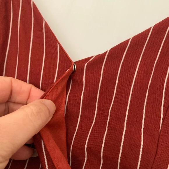 BURNT Umber color form fitting stripes dress, XS-S - Picture 4 of 15
